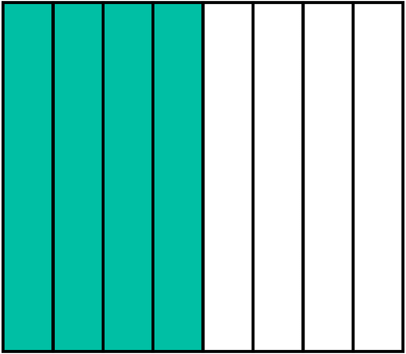 Teal-Green Rectangle Fraction 4:8
