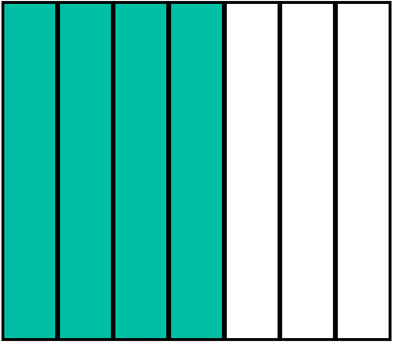 Teal-Green Rectangle Fraction 4:7
