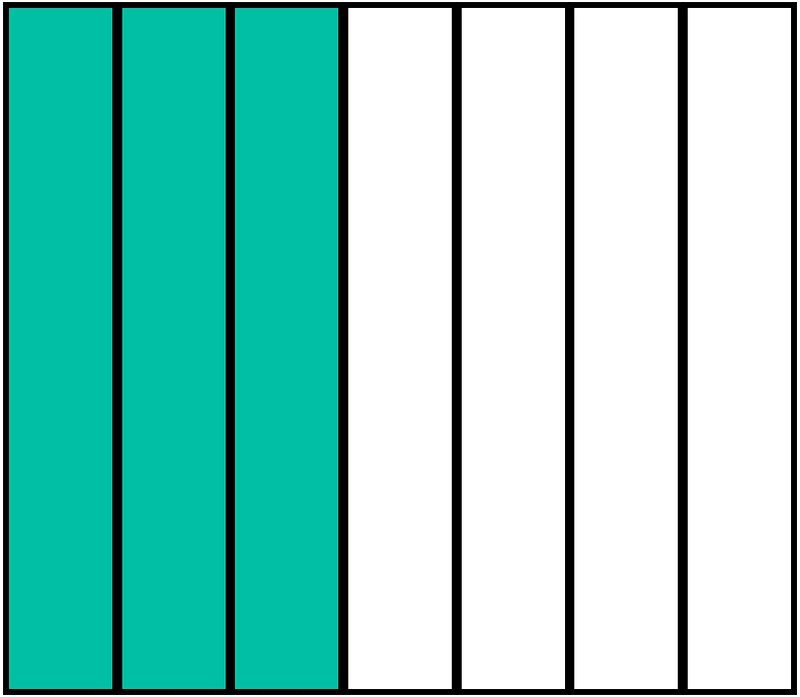 Teal-Green Rectangle Fraction 3:7