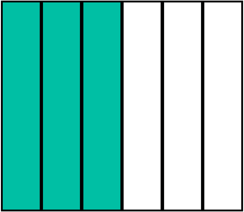 Teal-Green Rectangle Fraction 3:6