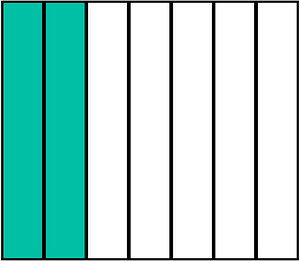 Teal-Green Rectangle Fraction 2:7