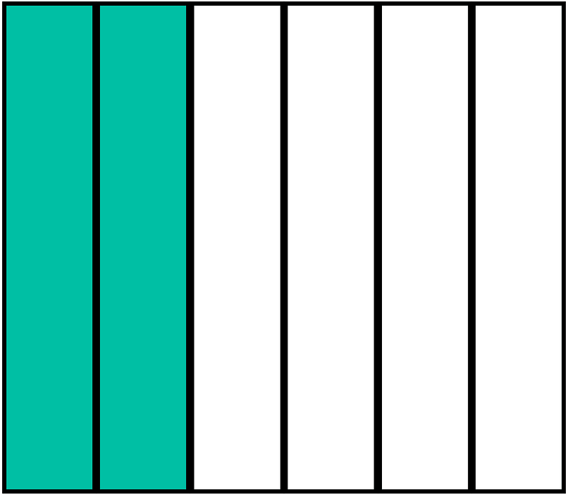 Teal-Green Rectangle Fraction 2:6