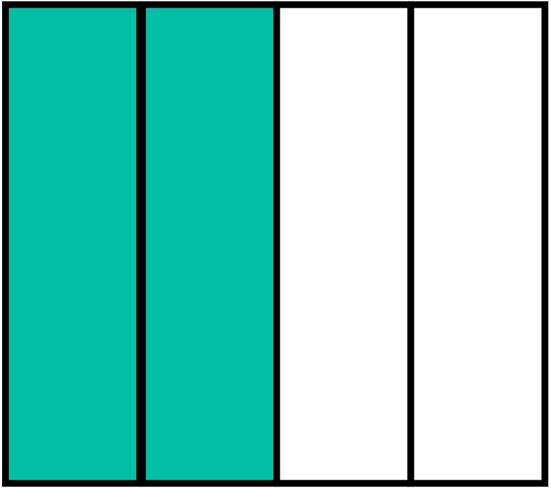 Teal-Green Rectangle Fraction 2:4