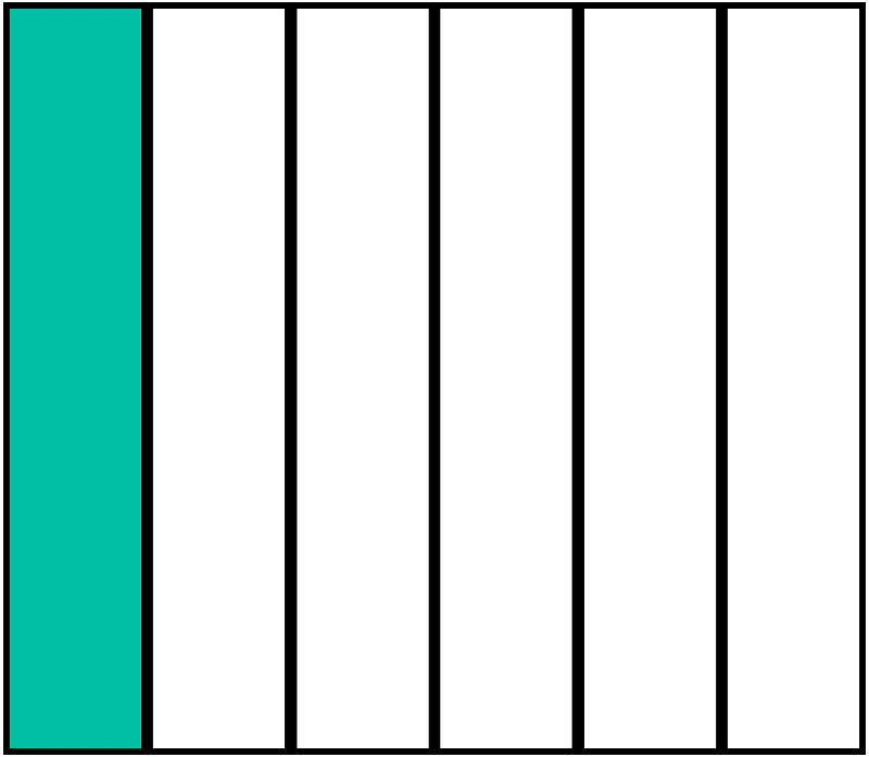 Teal-Green Rectangle Fraction 1:6