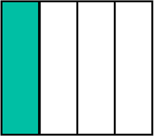 Teal-Green Rectangle Fraction 1:4