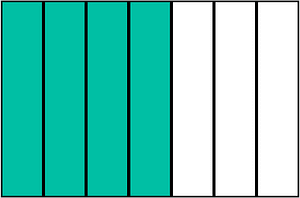 Teal-Green Rectangle Fraction 4:7