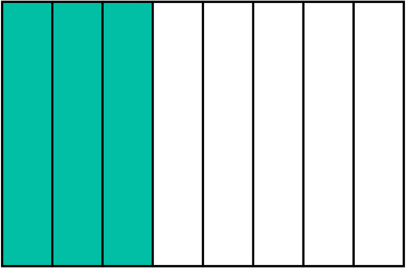 Teal-Green Rectangle Fraction 3:8