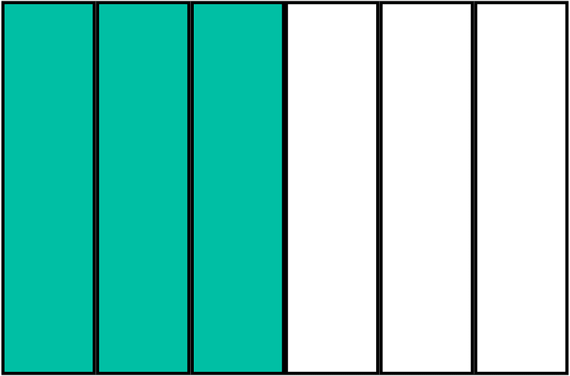 Teal-Green Rectangle Fraction 3:6