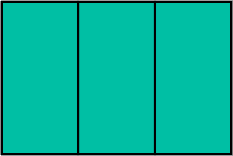 Teal-Green Rectangle Fraction 3:3