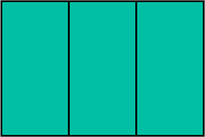 Teal-Green Rectangle Fraction 3:3