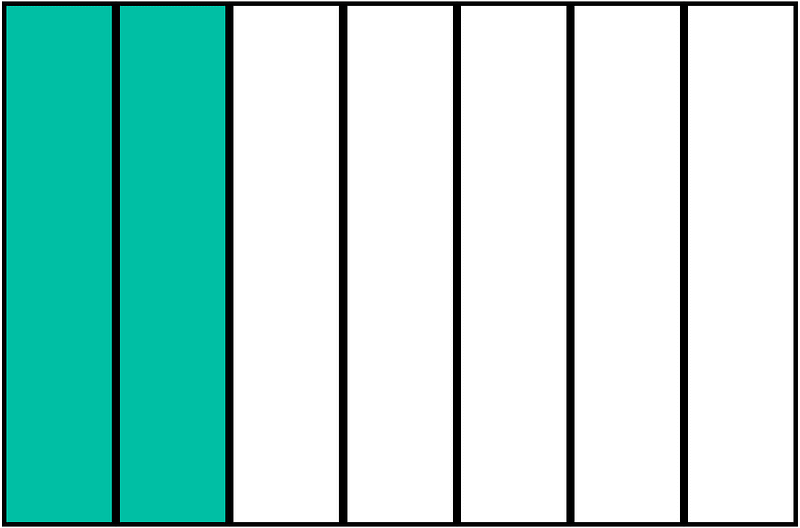 Teal-Green Rectangle Fraction 2:7