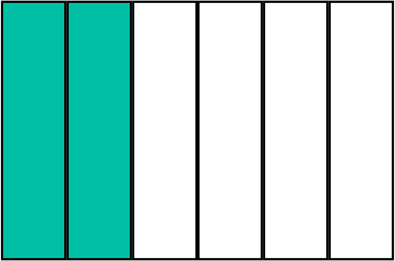 Teal-Green Rectangle Fraction 2:6