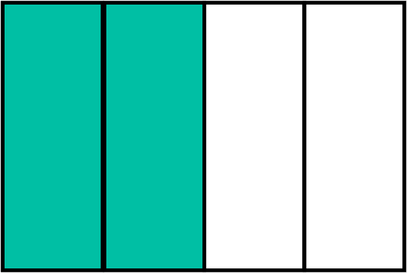Teal-Green Rectangle Fraction 2:4