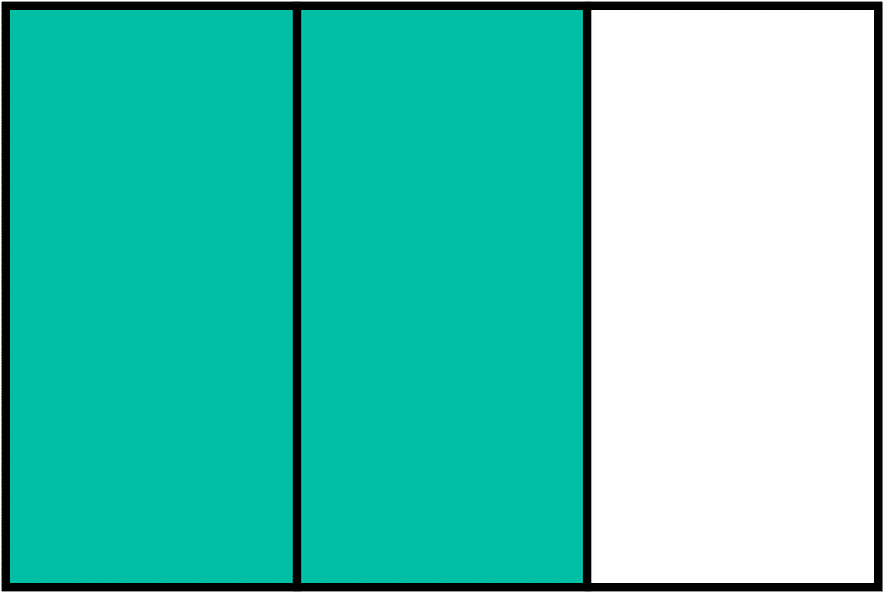Teal-Green Rectangle Fraction 2:3