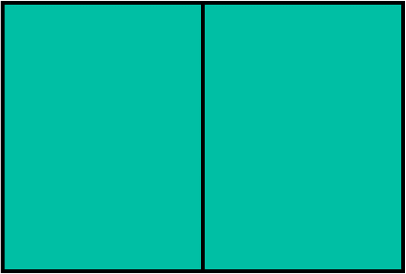 Teal-Green Rectangle Fraction 2:2