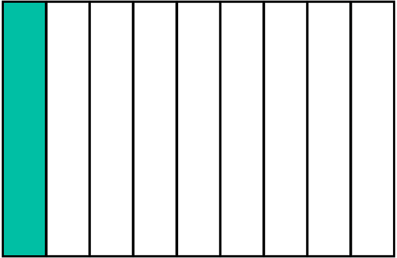 Teal-Green Rectangle Fraction 1:9