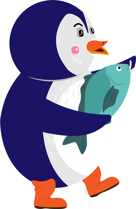 Penguin caught a fish