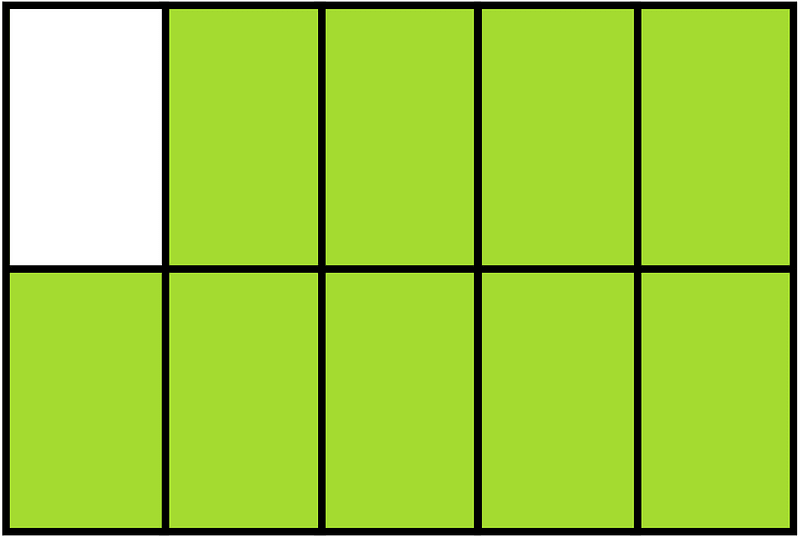 Lime Rectangle Fraction 9:10