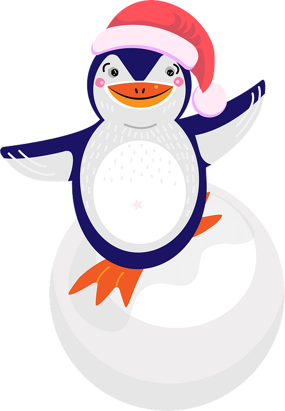 Penguin riding on the snowball