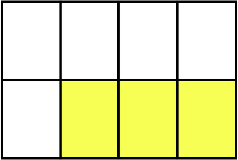 Yellow Rectangle Fraction 3:8