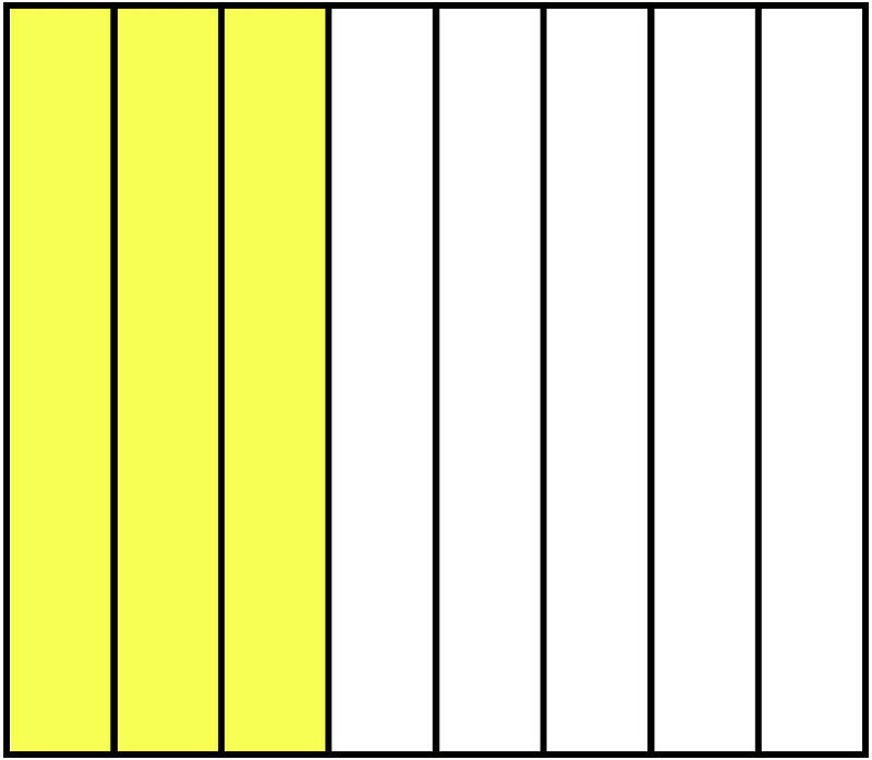 Yellow Rectangle Fraction 3:8