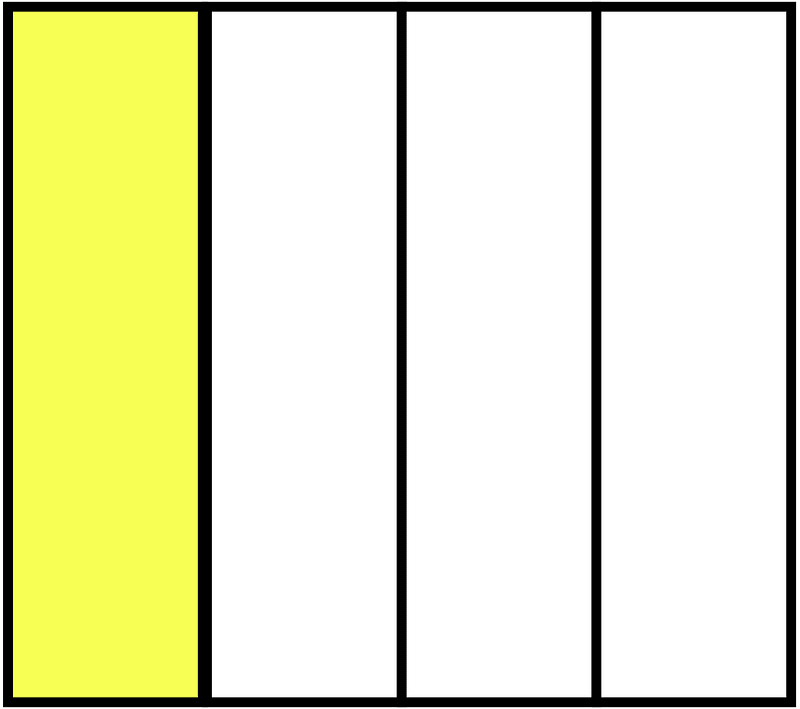 Yellow Rectangle Fraction 1:4