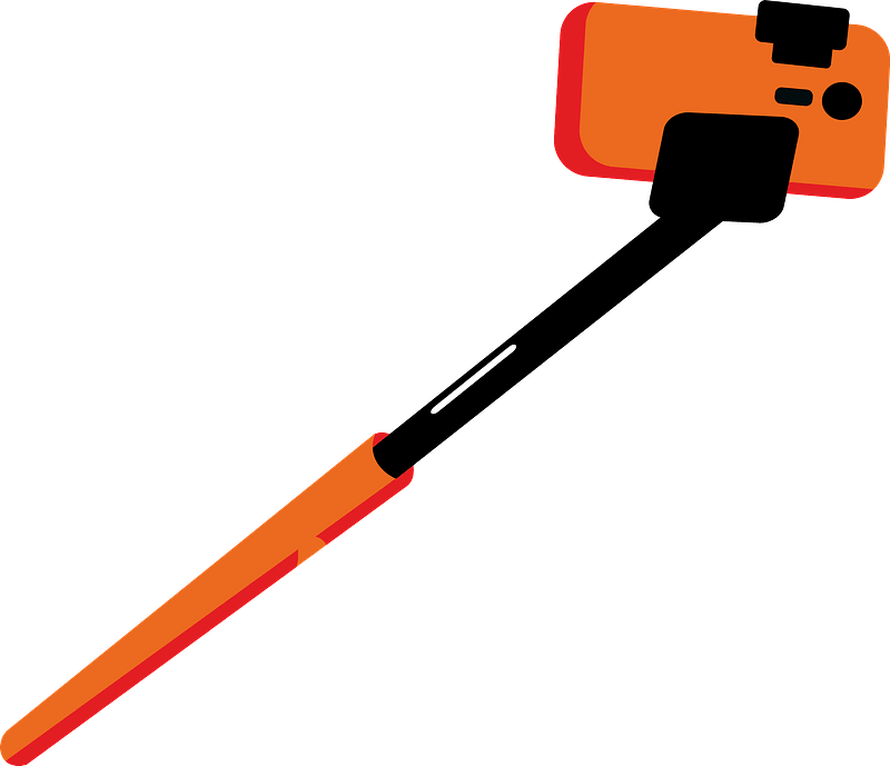 Selfie stick with a phone