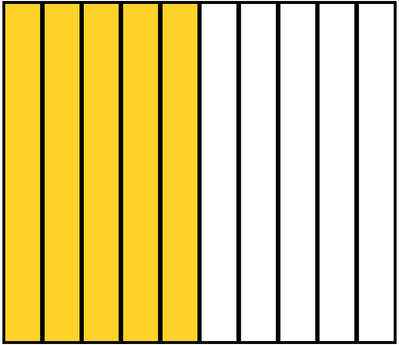 Yellow-Amber Rectangle Fraction 5:10