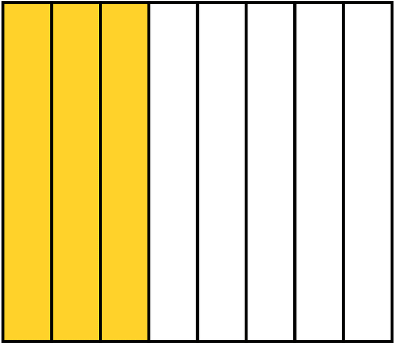 Yellow-Amber Rectangle Fraction 3:8