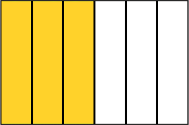 Yellow-Amber Rectangle Fraction 3:6