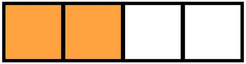 Orange Rectangle Fraction 2:4