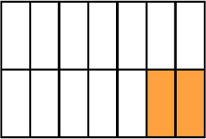 Orange Rectangle Fraction 2:14