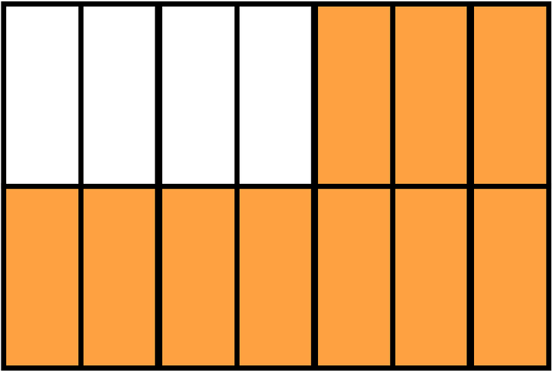 Orange Rectangle Fraction 10:14