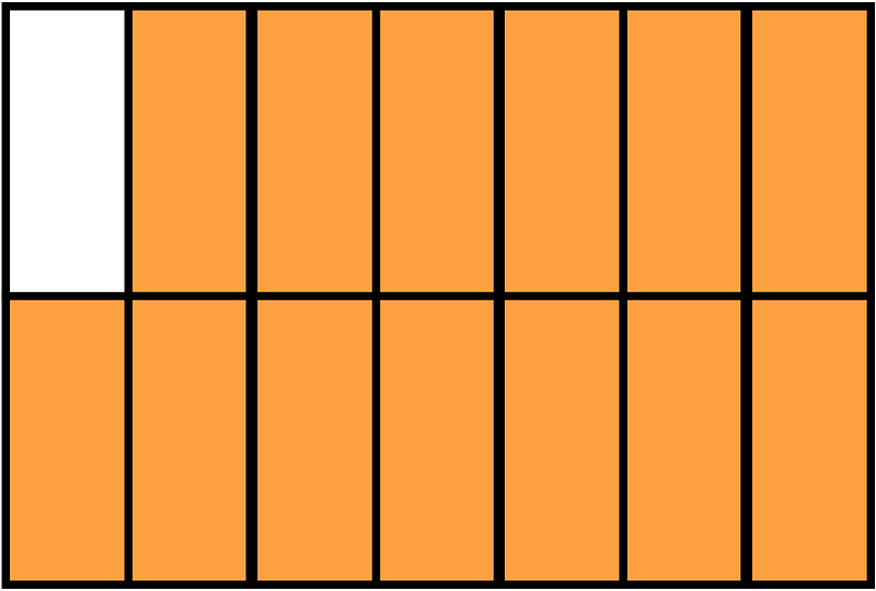 Orange Rectangle Fraction 13:14