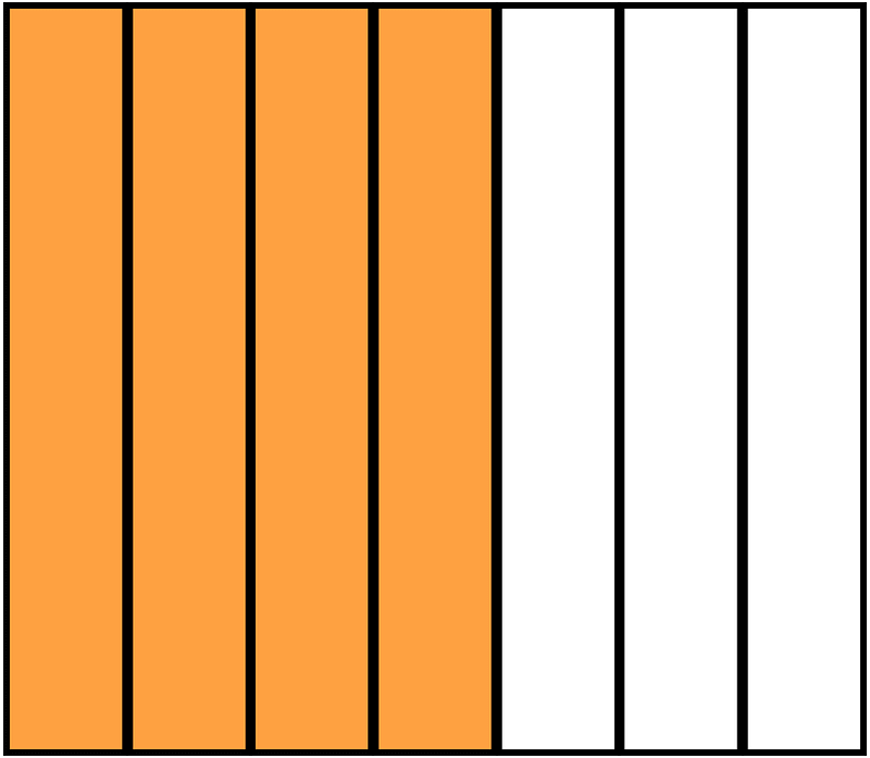Orange Rectangle Fraction 4:7