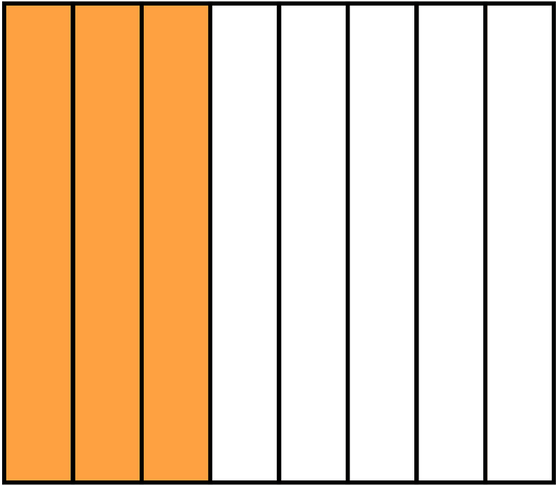 Orange Rectangle Fraction 3:8