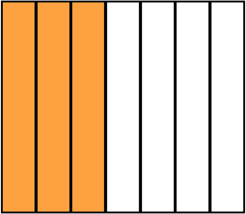 Orange Rectangle Fraction 3:7