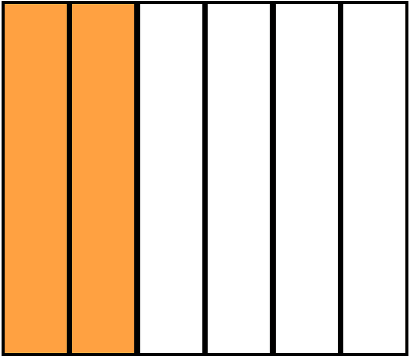 Orange Rectangle Fraction 2:6