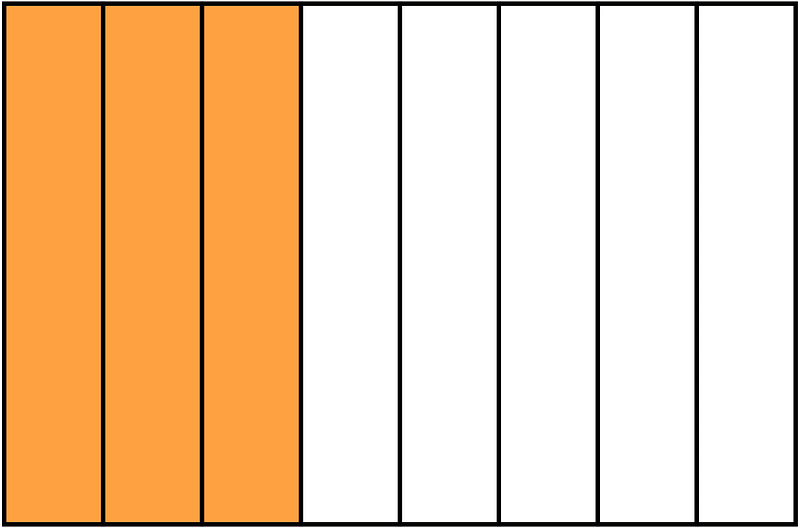 Orange Rectangle Fraction 3:8