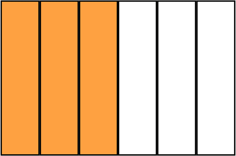 Orange Rectangle Fraction 3:6