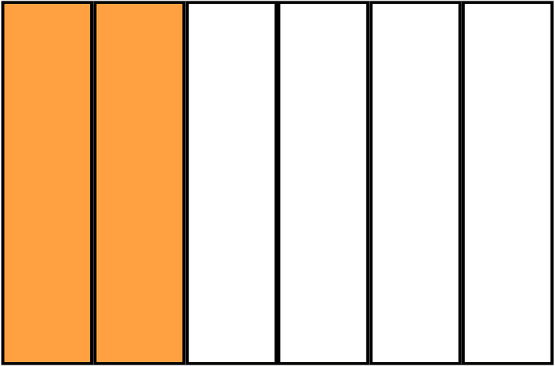 Orange Rectangle Fraction 2:6