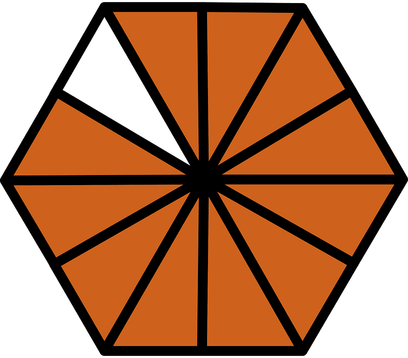 Orange-Brown Hexagon Fraction 11:12
