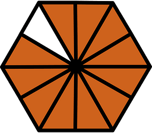 Orange-Brown Hexagon Fraction 11:12