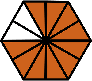 Orange-Brown Hexagon Fraction 10:12