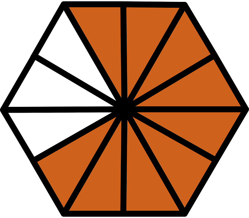 Orange-Brown Hexagon Fraction 9:12