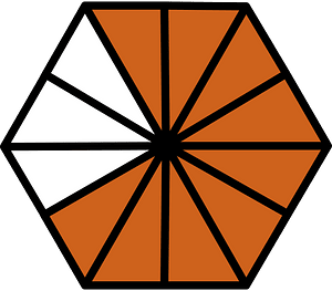 Orange-Brown Hexagon Fraction 9:12