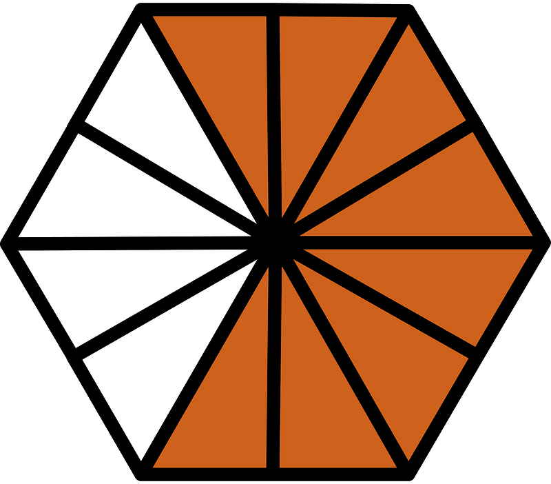 Orange-Brown Hexagon Fraction 8:12