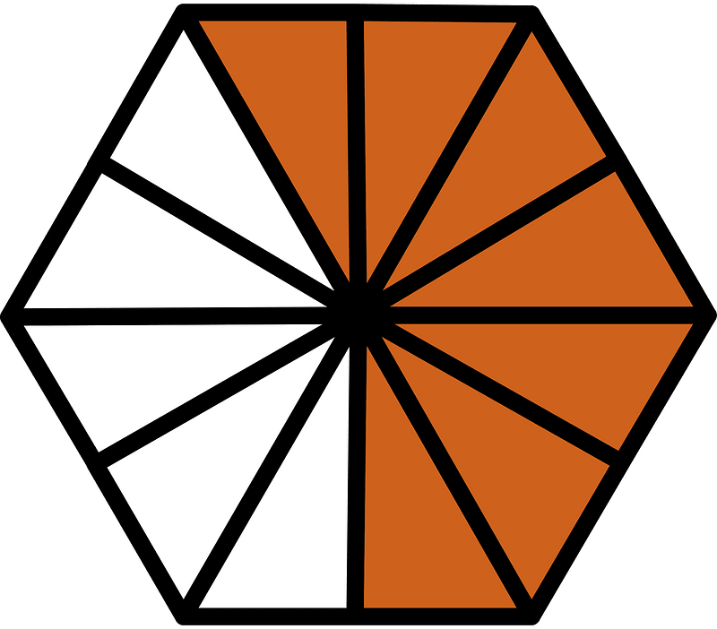 Orange-Brown Hexagon Fraction 7:12