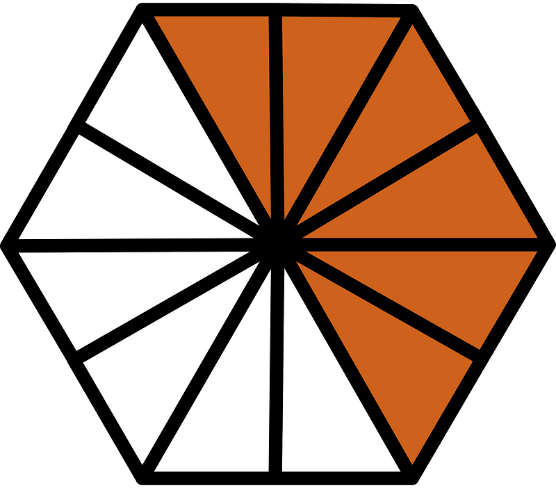 Orange-Brown Hexagon Fraction 6:12