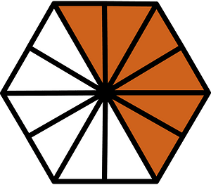 Orange-Brown Hexagon Fraction 6:12